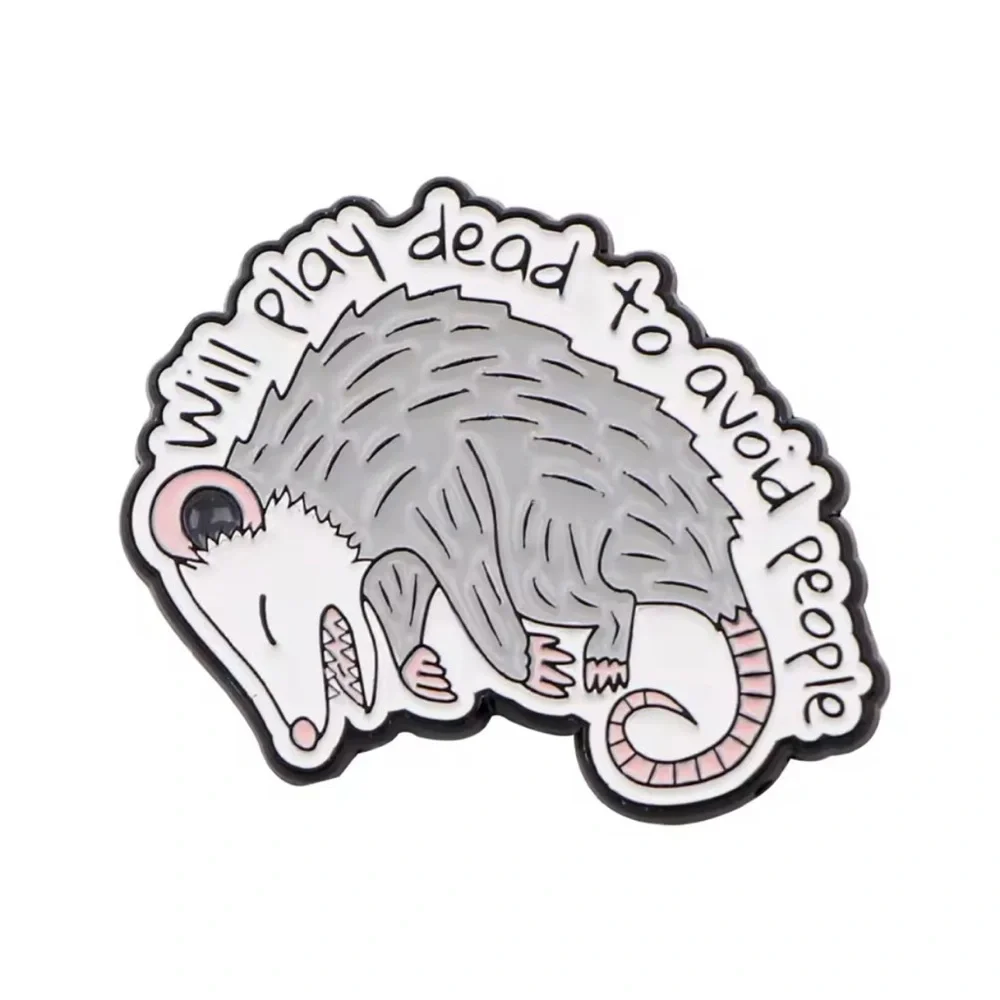 Gray and Pink Opossum Enamel Pin - Picture 1 of 1
